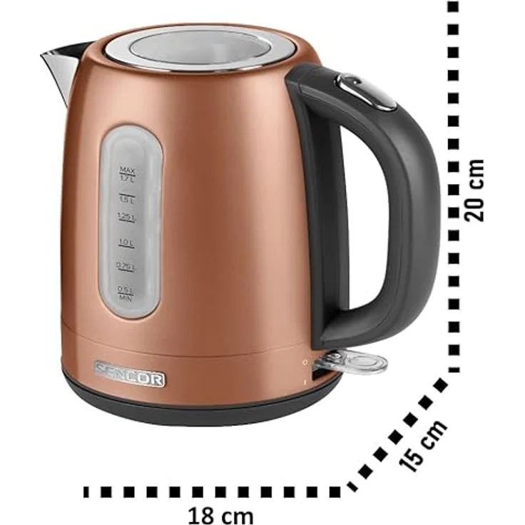 SENCOR SWK 1776GD Wasserkocher aus Edelstahl mit abnembarem Filter (2150 Watt, Volumen 1,7 L) metallic braun – Bild 7