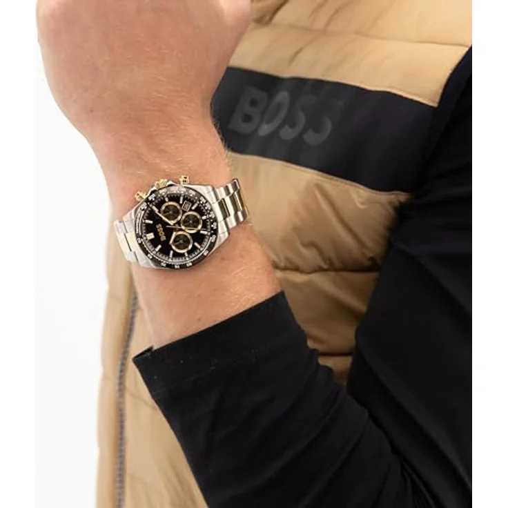 BOSS Chronograph HERO 2.0 1514269, Quarzuhr mit Edelstahlarmband, schwarz-silberfarben, Wasserdicht bis 5 bar, Tachymeter, analog, Tag – Bild 6