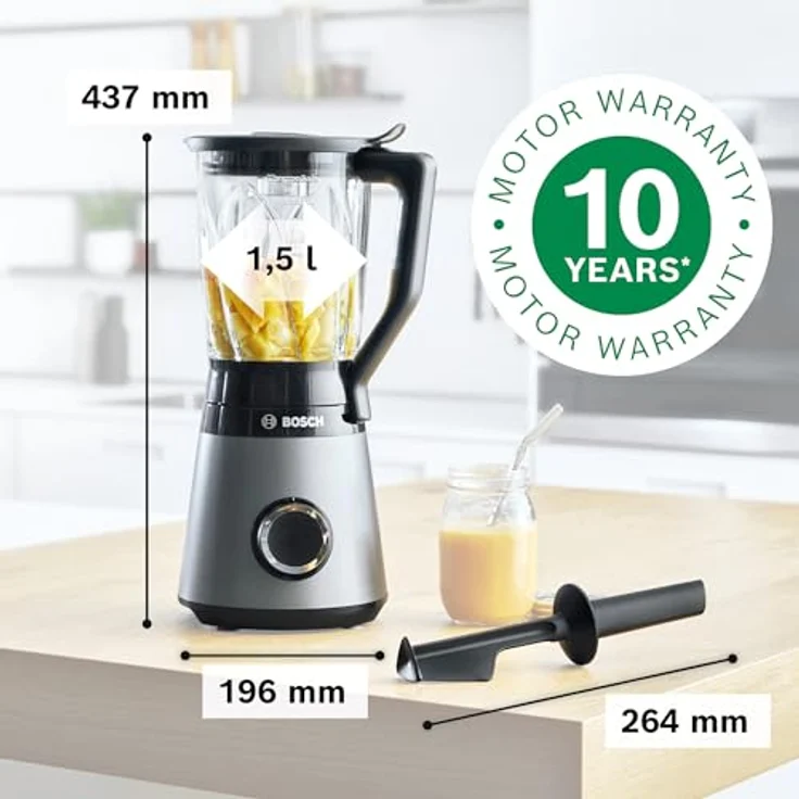 Bosch MMB6172SN VitaPower Serie 4, Standmixer, 1200 Watt, 1,5 Liter, 2 Geschwindigkeiten, edelstahl, schwarz – Bild 2