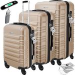 KESSER® 3tlg. Hartschalenkofferset Hartschalenkoffer Reisekoffer Set Reisekofferset Trolley Koffer Inkl. Kofferwaage + Gepäckanhänger Rollkoffer Schloss 4 Rollen ABS-Hartschale Teleskopgriff M-L-XL