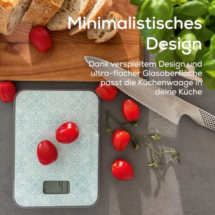 Beurer KS 19 Vintage digitale Küchenwaage, Tragkraft bis zu 5 kg, 1-g-genau, Sensor-Touch, ultraflach, Glasoberfläche, modernes Vintage-Design – Bild 5