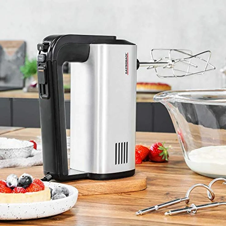 Gastroback 40983 Design Handmixer Pro, 5 Geschwindigkeiten und Turbo-Funktion, Dural-Aluminium gebürstetes Gehäuse, 500 Watt, silber, schwarz – Bild 4