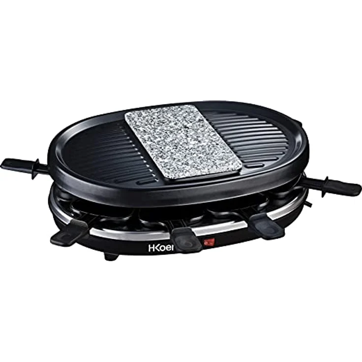 H.Koenig RP80 Raclette-Gerät - 8 Personen - Naturstein und Grillplatte - mit Pfännchen - 900 W - schwarz – Bild 3