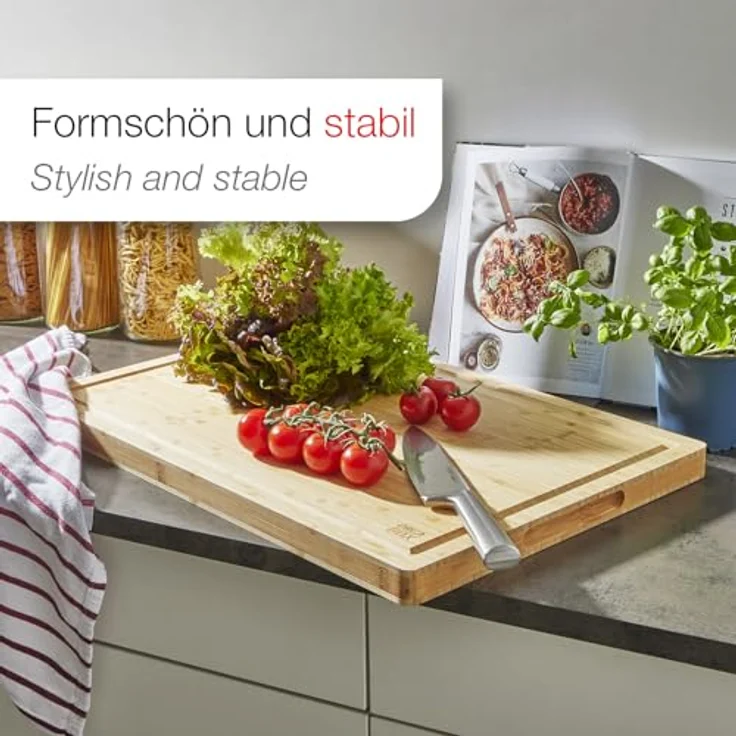 Orga-Box ORGA-BOX Schneidebrett aus 100% Bambus XXXL, 61x40,5x3,2 cm, antibakteriell, rutschfest, mit Saftrille und Griffmulde – Bild 5