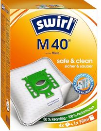 Swirl M40 MicroPor Plus, Staubsaugerbeutel mit Anti-Allergen-Filter und 100% Recyclingverpackung, 4 Stück