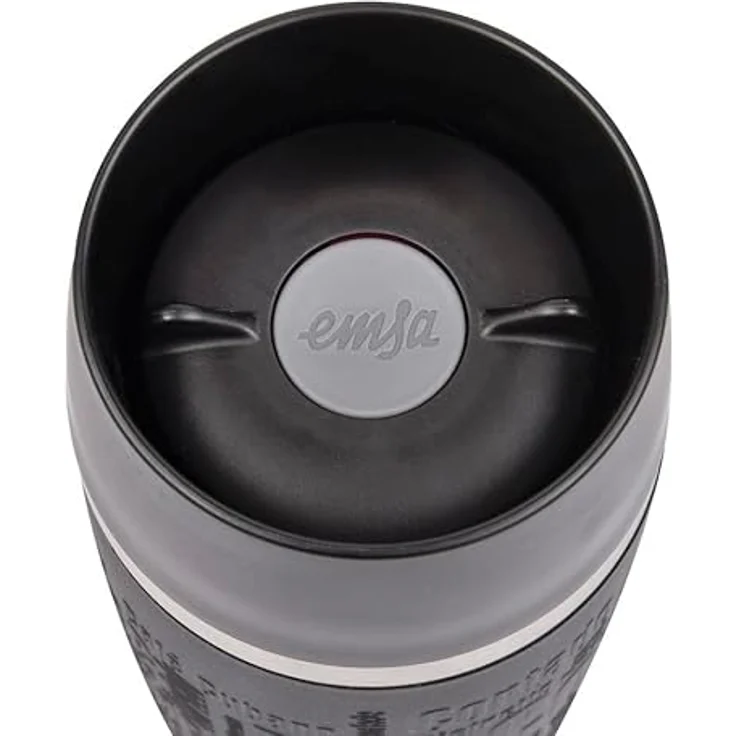 Emsa 513361 Travel Mug Standard-Design, Thermobecher,Isolierbecher, 360ml, hält 4h heiß, 8h kalt, 100% dicht, auslaufsicher, Easy Quick-Press-Verschluss, 360°-Trinköffnung, Farbe schwarz – Bild 5