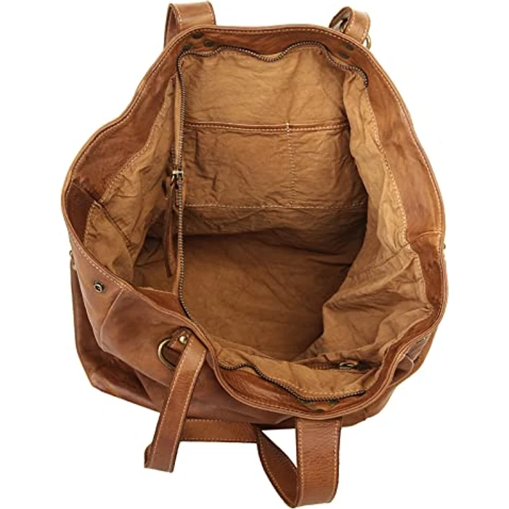 Samantha Look Shopper, echt Leder, Made in Italy, mit Nieten- und Sternenbesatz, braun – Bild 6