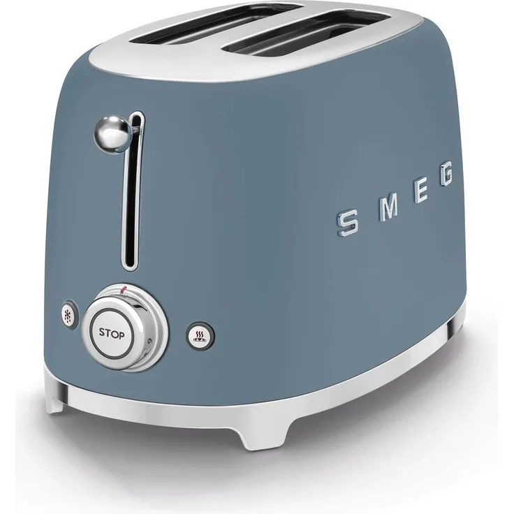 Smeg Toaster 2 Schlitz 2 Scheiben Toaster Kompakt Edelstahl SMEG Storm Blue matt, 950,00 W - 2 Extra Breite Toastschlitze, Automatische Zentrierung, 6 Röstgradstufen - Preisvergleich
