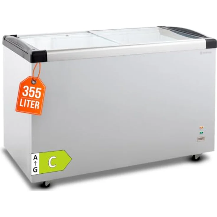 GASTROHERO Tiefkühltruhe 450, 355 Liter mit Glasschiebedeckel, 4 Rollen, abschließbar, -18 °C bis -22 °C – Bild 1