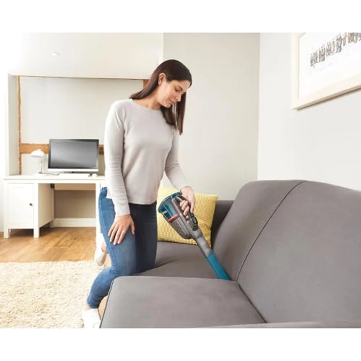 Black + Decker Lithium Dustbuster BHHV320J mit Cyclonic Action – 12V, 25AW, Akku Handstaubsauger mit ausziehbarer Fugendüse & Ladekabel – Beutelloser, kabelloser Staubsauger – Titanium-Blau – Bild 6
