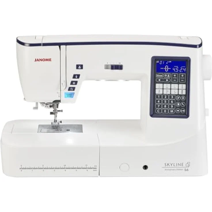 Janome Skyline S6 Anniversary Edition Nähmaschine mit Hochgeschwindigkeitsfunktionen, Aluminium-Druckguss-Rahmen und AcuFeed™ Flex Obertransportsystem – Bild 1