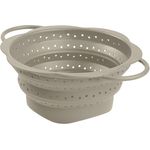 Kochblume Küchensieb Faltsieb M, Platzsparendes Silikon-Sieb in Taupe, Hitzebeständig bis 260°C, Spülmaschinenfest mit Edelstahlkern