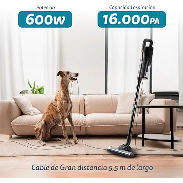 Grunkel ASP-Easy 600w Roller, Vertikaler Kabelstaubsauger, Schwarz mit HEPA-Filter und großem Behälter – Bild 2