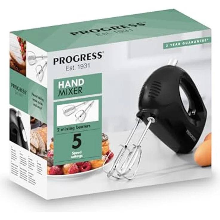 Progress EK5901PVDE Handmixer – elektrischer Handquirl mit 5 Geschwindigkeitsstufen, Auswurffunktion, 250 W, schwarz, ideal für Plätzchenteig und Kuchenteig – Bild 3