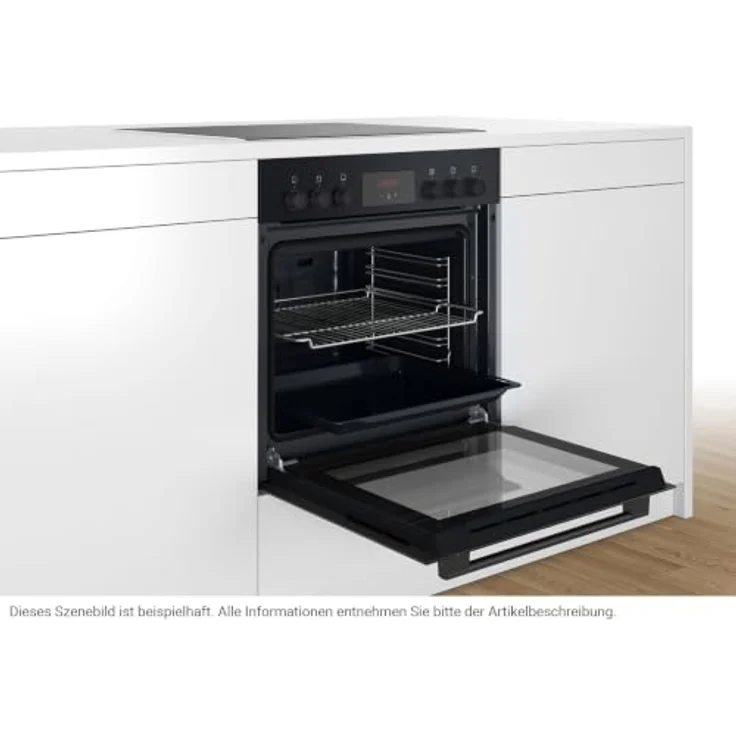 Bosch HNDBB210, Einbau-Geräte-Set mit 66 l Garraum, schwarz, 3D-Heißluft und Glaskeramikfeld – Bild 6