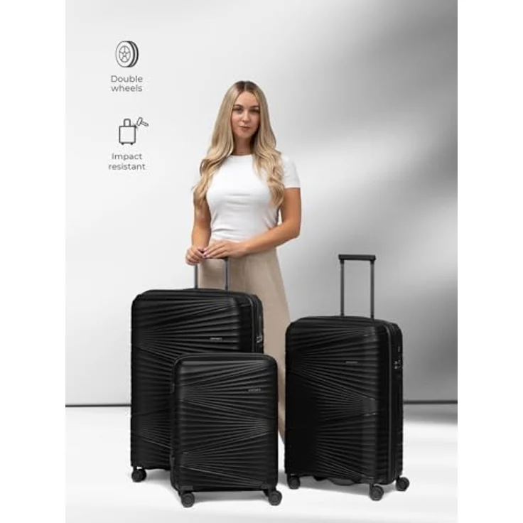 Pactastic Collection 02 THE THREE SET, 3-teiliges Kofferset mit 4 Rollen, schwarz metallic, 100% Polypropylen, Maße 50 cm x 32 cm x 77 cm – Bild 7