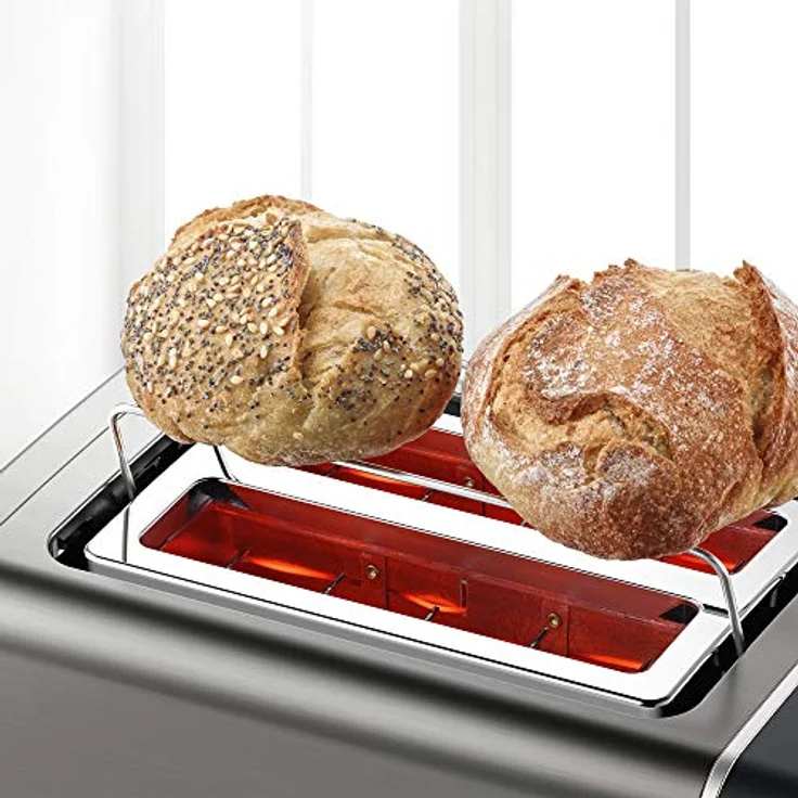 Bosch TAT5P425DE DesignLine Kompakt-Toaster, Auftau-Aufwärmfunktion, versenkbarer Brötchenaufsatz, Abschaltautomatik, 970 W, grau – Bild 5