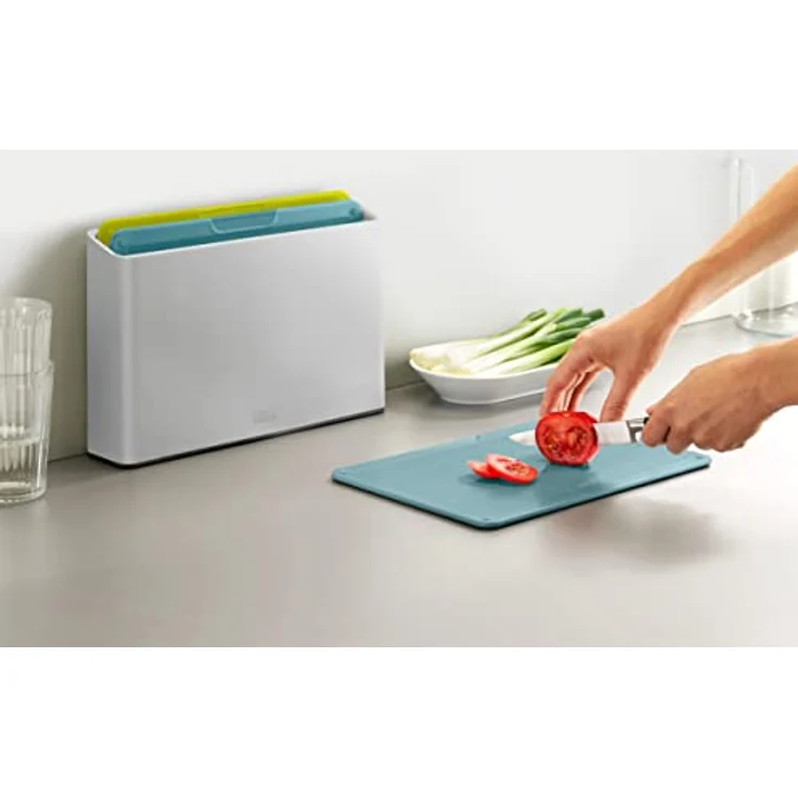 Joseph Joseph Duo 3-teiliges, farbcodiertes Schneidebrett-Set mit schlankem Etui für eine organisierte Aufbewahrung, Opal – Bild 5