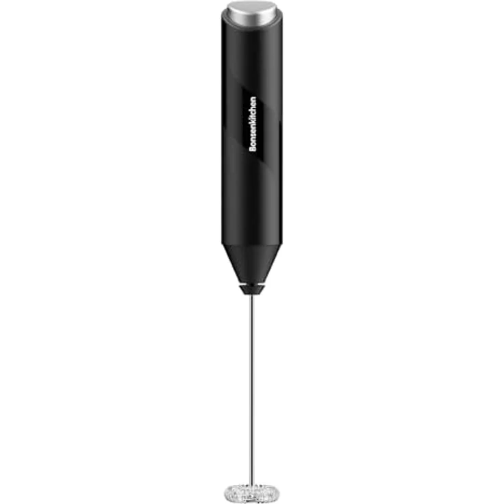 Bonsenkitchen Elektrische Milchaufschäumer, Handheld Milchschäumer Stab für Kaffee, Latte Macchiato, Cappuccino, Matcha, batteriebetrieben, Kaffeemixstab - Schwarz – Bild 1
