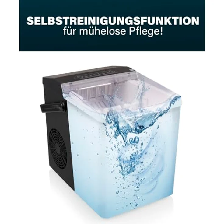 Princess 283098 Tragbarer Eiswürfelbereiter, 9 Eiswürfel in 6 Minuten, 12 kg/24h, 1,75 L Wassertank, Schwarz – Bild 8