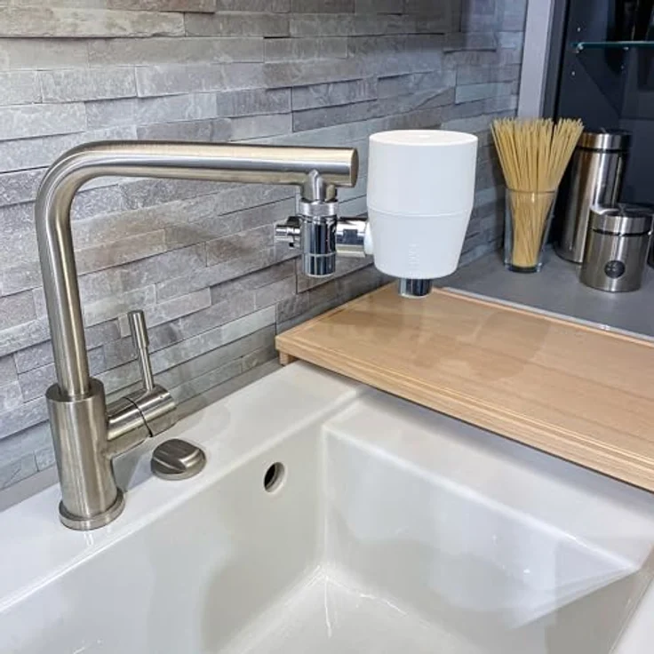 rivaALVA-S Viva Wasserhahnfilter, weiß, mit biologisch abbaubarem Gehäuse und Blockaktivkohle, filtert Schwermetalle, Medikamente, Chlor und mehr – Bild 4