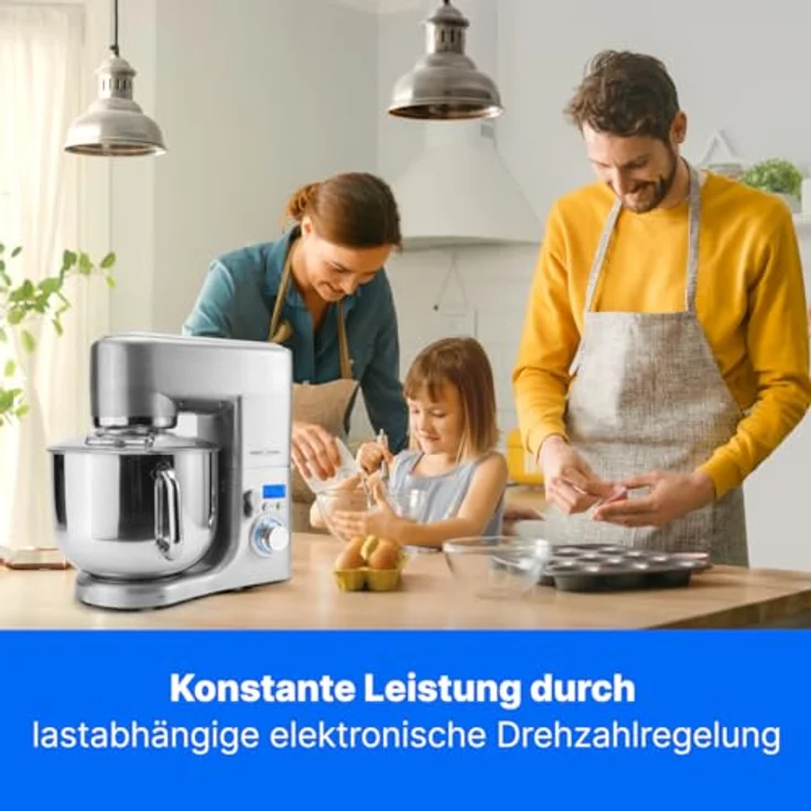 ProfiCook PC-KM 1096 XXXL-Küchenmaschine, 10 Liter Edelstahlschüssel, Alu-Druckguss-Gehäuse, LCD-Display, 1500 Watt, Edelstahl – Bild 2