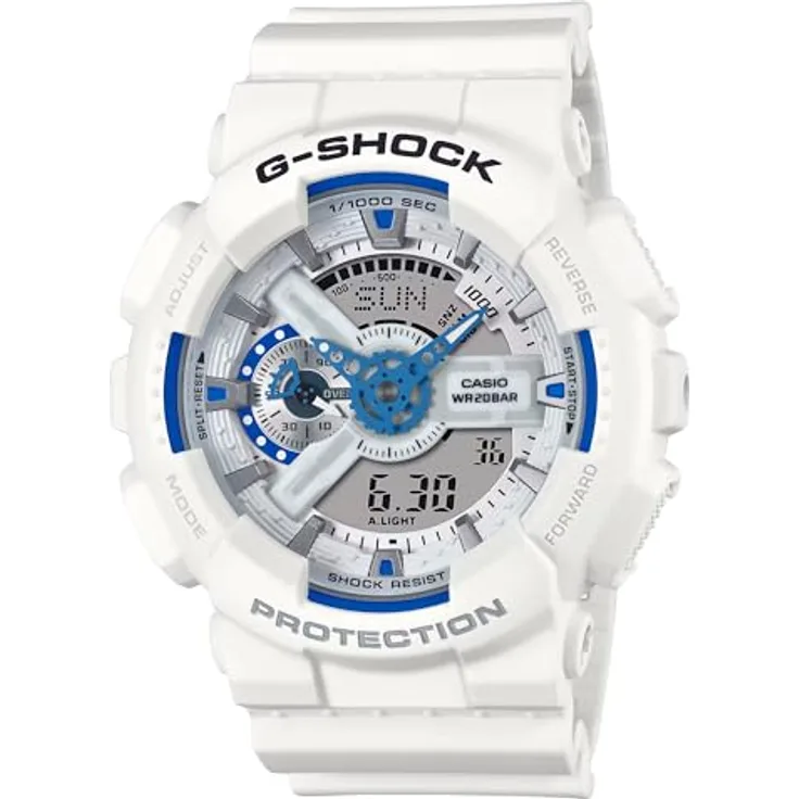 Casio GA-110HDS-7AER, G-SHOCK Armbanduhr in Weiß mit Stoßfestigkeit und Analoguhrwerk