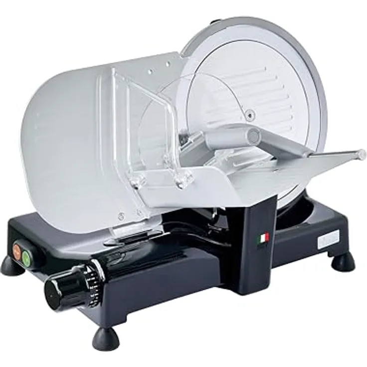 BIKITCHEN AS 2500 Profi Aufschnittmaschine 25 cm, abnehmbare Schleifvorrichtung, schwarz