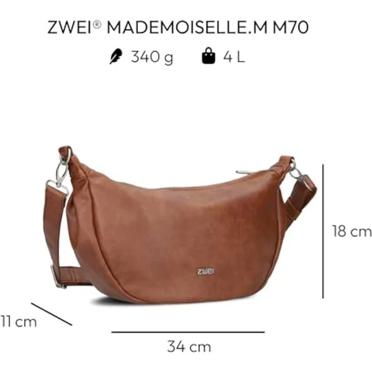 Zwei Mademoiselle.M Umhängetasche 34 cm, elegante Handtasche in stilvollem Design – Bild 2