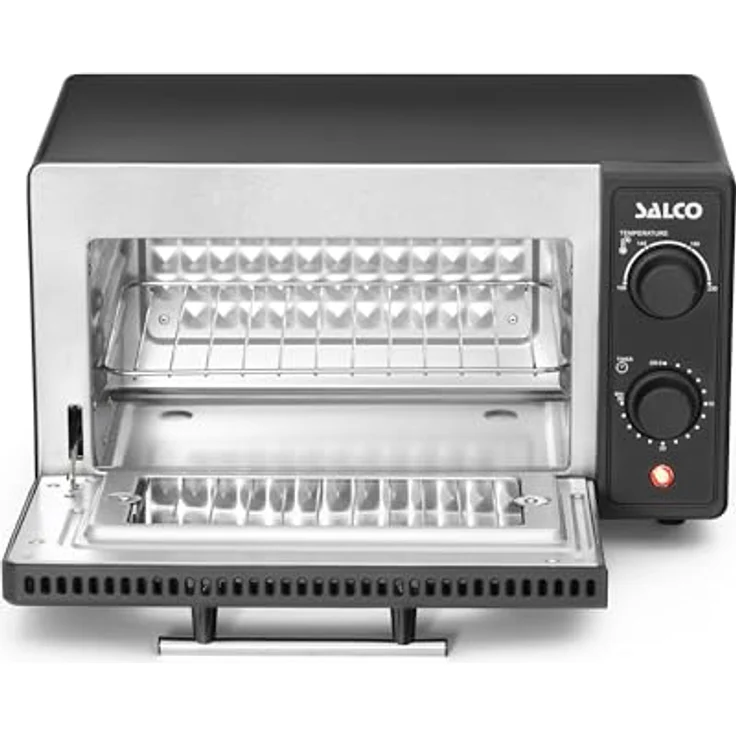 Salco Mini-Backofen MB-9001, 700W, Kapazität 9 Liter, Grill, Timer, Abschaltautomatik, Alu-Backblech und Rost, Toasten, Grillen, Überbacken, Großes Sichtfenster, schwarz-matt – Bild 2