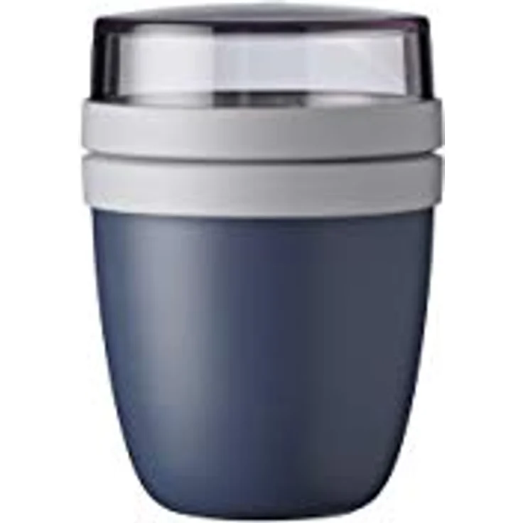 Mepal - Mini Lunchpot Ellipse - Praktischer Müslibecher, Joghurtbecher, To Go Becher - Geeignet für Tiefkühler, Mikrowelle & Spülmachine - 300 ml - Nordic Denim – Bild 1