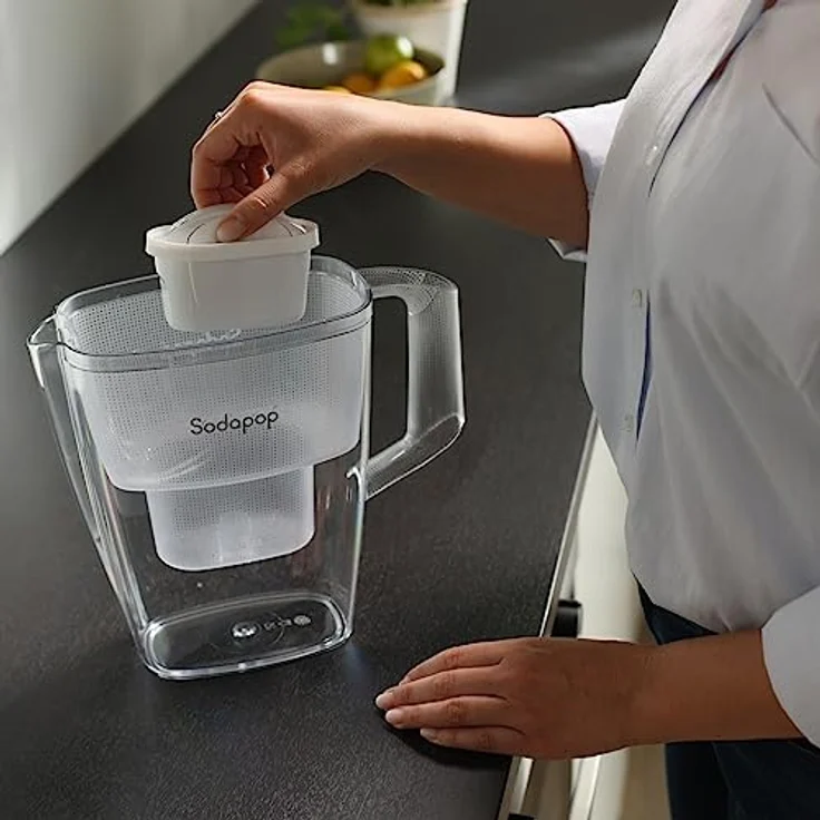 Sodapop Wasserfilter-Kanne Selina weiß inkl. 1x Filterkartuschen, 3L Kapazität, BRITA®* kompatibel, spülmaschinengeeignet – Bild 3
