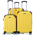 COFI 1453 Reisekoffer Koffer 3 TLG Hartschale Trolley Set Kofferset Handgepäck Gepäck Reisetasche Gelb