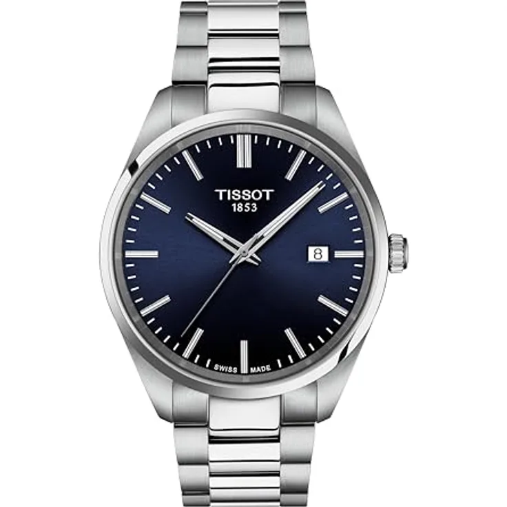 Tissot PR100 Acier, Armbanduhr mit blauem Zifferblatt, Durchmesser 40 mm