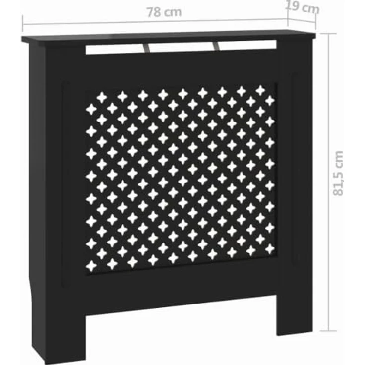 vidaXL MDF Heizkörperverkleidung, Schwarz, modernes Lattenrost-Design, 78 cm – Bild 3