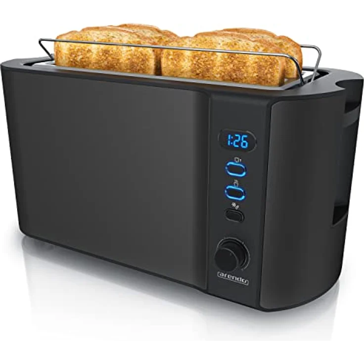 Arendo 4-Schlitz-Toaster, Langschlitz, Defrost Funktion, wärmeisolierendes Gehäuse, schwarz – Bild 2