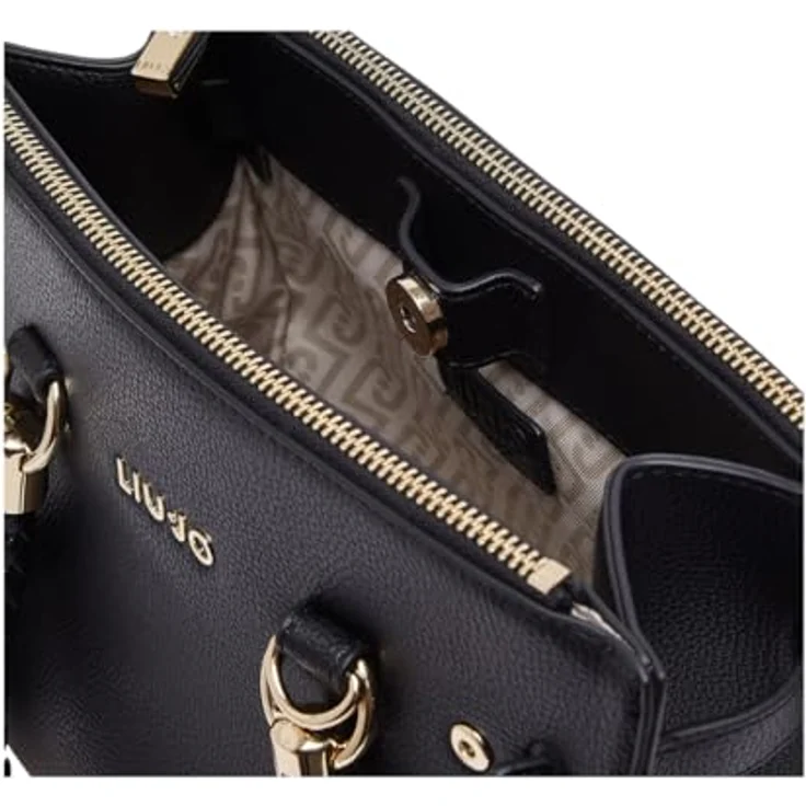 Liu Jo Handtasche Satchel, S, unifarben genarbt in Nero mit abnehmbarem Schulterriemen und Magnetverschluss – Bild 4