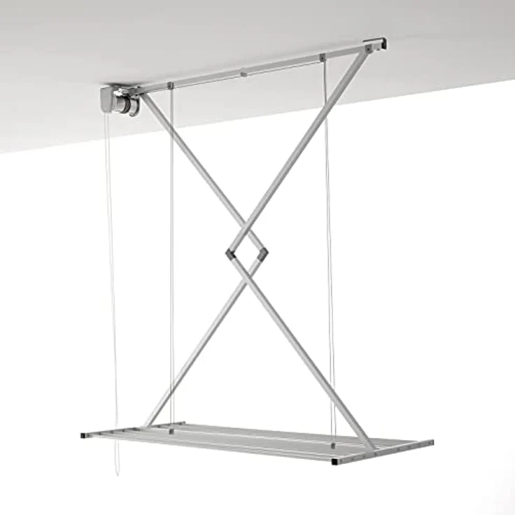 Foxydry Foxydry Mini, Decke-Wäscheständer, zusammenklappbar, Aluminium und Stahl, 152x54x25 cm, Grau, 150 – Bild 1