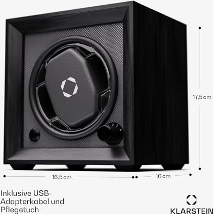 Klarstein Brienz 1 Uhrenbeweger, Holz-Optik, 4 Rotationsmodi, blaue Innenbeleuchtung, für 1 Automatik-Uhr – Bild 6