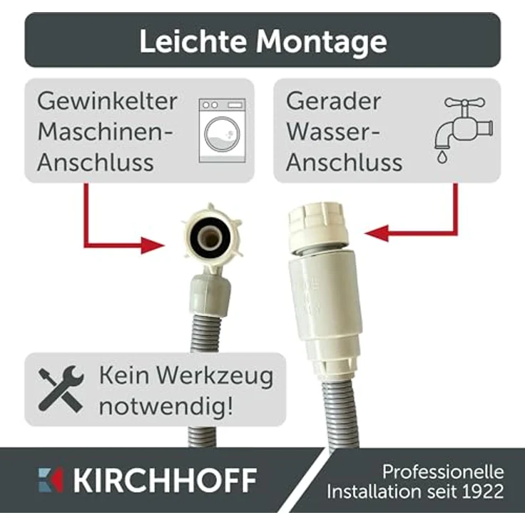 Kirchhoff Sicherheits-Zulaufschlauch 24,2 mm (3/4 Zoll IG) x 1,5 m, robustes Waschmaschinen-Zubehör mit integriertem Sicherheitssystem – Bild 3