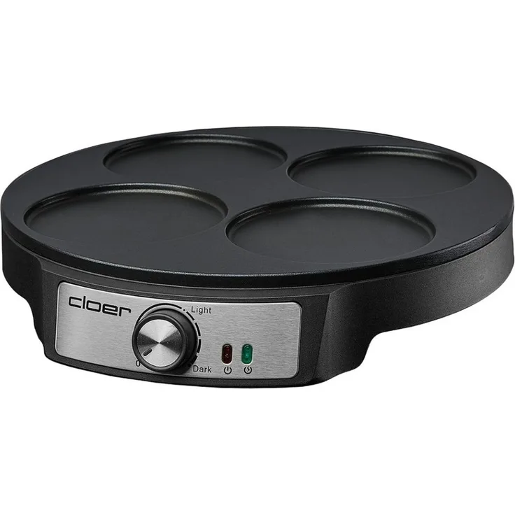 Cloer Crêpesmaker 6625 - Pancakemaker - schwarz, 1200 W Leistung, antihaftbeschichtete Platte, regelbarer Thermostat