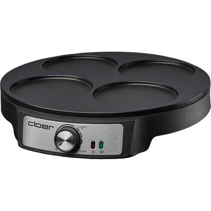 Cloer Crêpesmaker 6625 - Pancakemaker - schwarz, 1200 W Leistung, antihaftbeschichtete Platte, regelbarer Thermostat – Bild 1