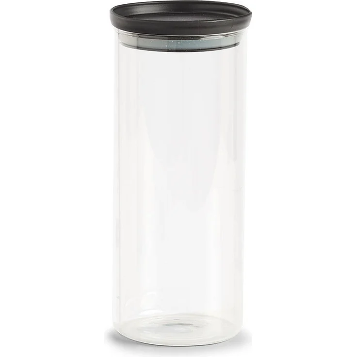 Zeller Vorratsglas m. Kunststoffdeckel, 1250 ml, schwarz, langlebiges Glas & vielseitig einsetzbar