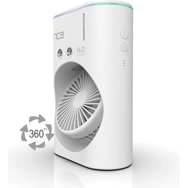 İnca IMF-10B, Tischventilator mit Wasserkühlung & Sprühnebel, 2400 mAh Akku, 3 Stufen, 360° drehbar, LED Licht, kompakt und leise, ideal für Sommer, Büro und Outdoor – Bild 4