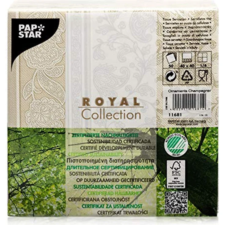PAPSTAR Servietten ´ROYAL Collection Ornaments´, champagner – Bild 2