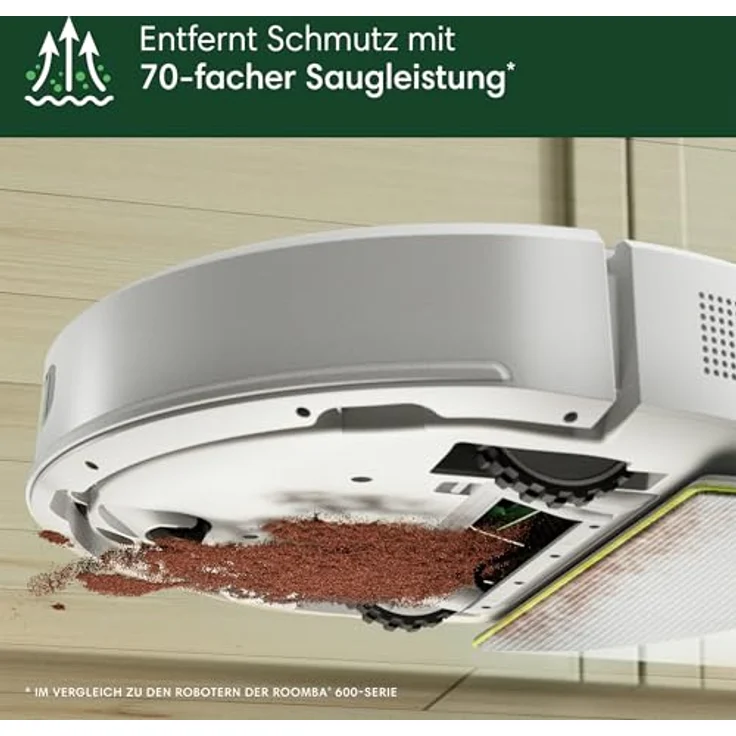 iRobot Roomba 105 Combo - Staubsauger-Roboter mit Clearview LiDAR, 7000Pa Saugkraft, 120 mins Akkulaufzeit, SmartScrub, Reinigungszonen, App - Weiß – Bild 4
