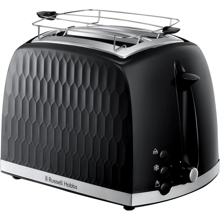 Russell Hobbs Toaster 26061-56, Doppelschlitz mit Wabenoptik, 850W, 6 Bräunungsstufen, schwarz