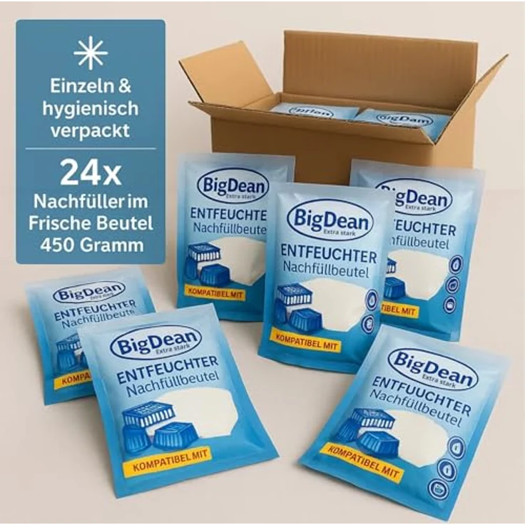 Thats Shopping GmbH 24x Luftentfeuchter Granulat 450g, MEGAPACK Nachfüllpack für alle Raumentfeuchter, salzbasierte Technologie, ideal gegen Feuchtigkeit und Schimmel – Bild 4