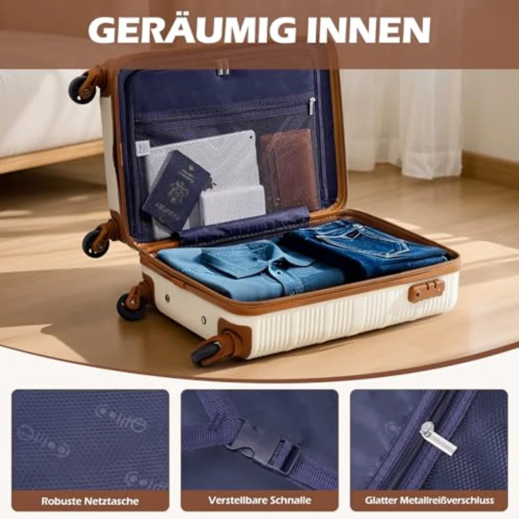 COOLIFE Handgepäck Koffer 55x35x20cm, leicht mit 4 Silent Spinner Rädern, TSA-Schloss, ABS-Hartschale für Ryanair & Easyjet – Bild 5