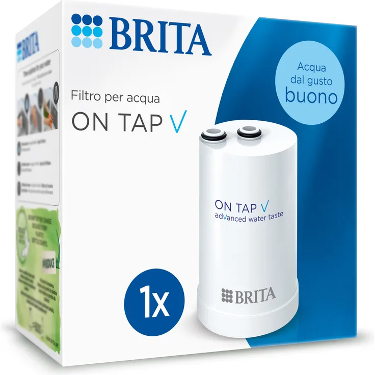 BRITA ON TAP V CU CE Wasserfilterkartusche 1 Stück(e), 4-stufige Wasserfiltration für frisches, gefiltertes Wasser - blau